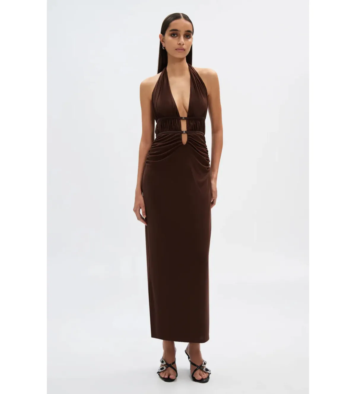 Misha The Celine Dress in Mesh Espresso Brown Size 10/M - Image 3