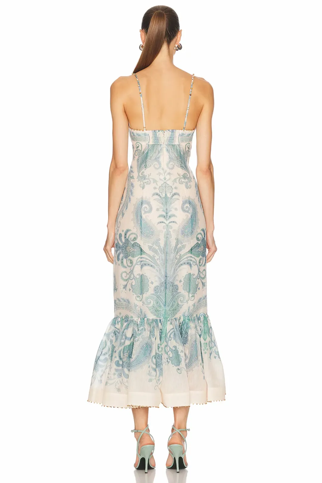 Zimmermann The Illuminate Gown in Turquoise Paisley Size 0 /Au 8 for rent on The Volte - main image