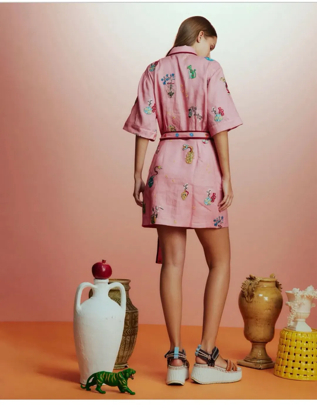 Alemais Timmy Embroidered Mini Dress Pink Size AU 14 for rent on The Volte - main image