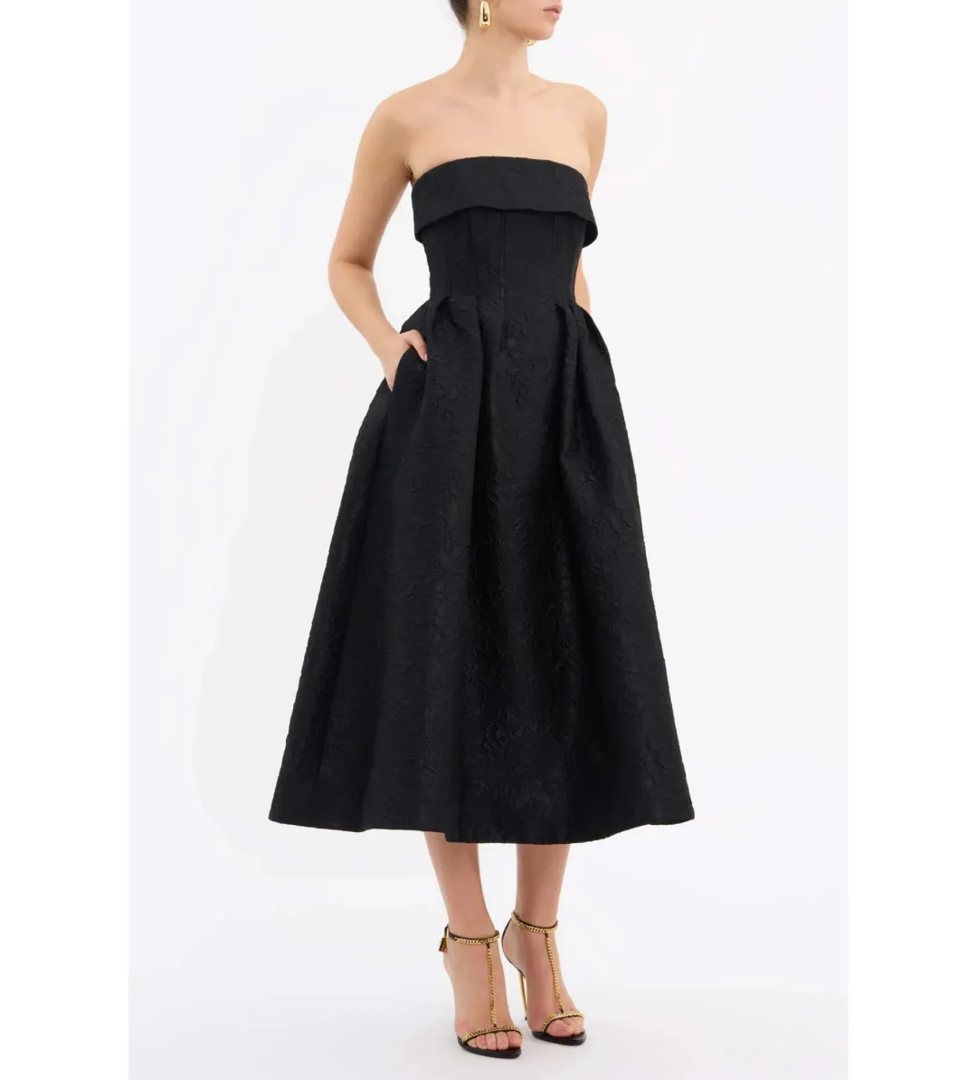 Rebecca Vallance Ester Midi Dress Black Size 12 for rent on The Volte - main image