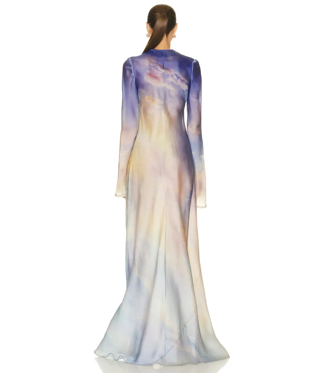 Zimmermann Tama Bias Slip Maxi Dress in Vanilla Blue Sky Size 2 / AU 12 for rent on The Volte - main image