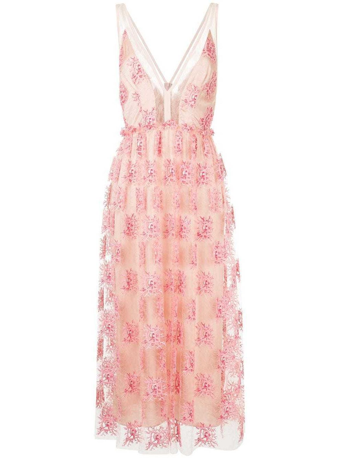 Manning Cartell Embroidered Sheer Midi Dress Pink Size 6 - Image 4