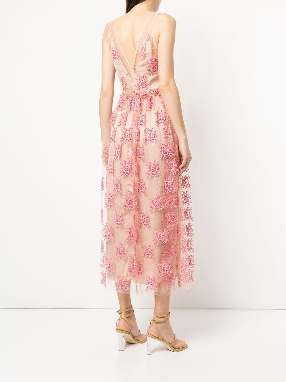 Manning Cartell Embroidered Sheer Midi Dress Pink Size 6 - Image 3
