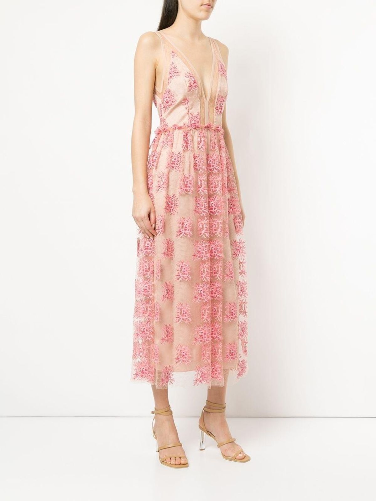 Manning Cartell Embroidered Sheer Midi Dress Pink Size 6 - Image 2