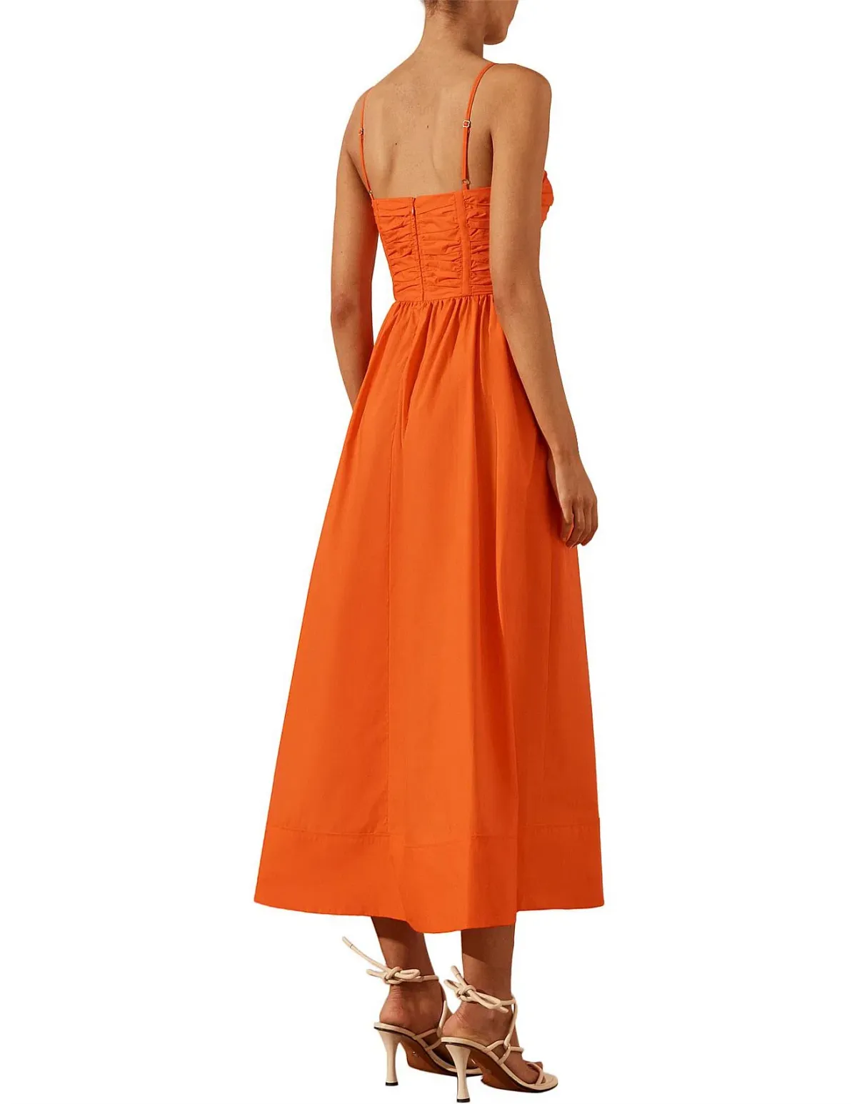 Shona Joy Kohala Ruched Panel Midi Orange Size AU 10 - Image 2