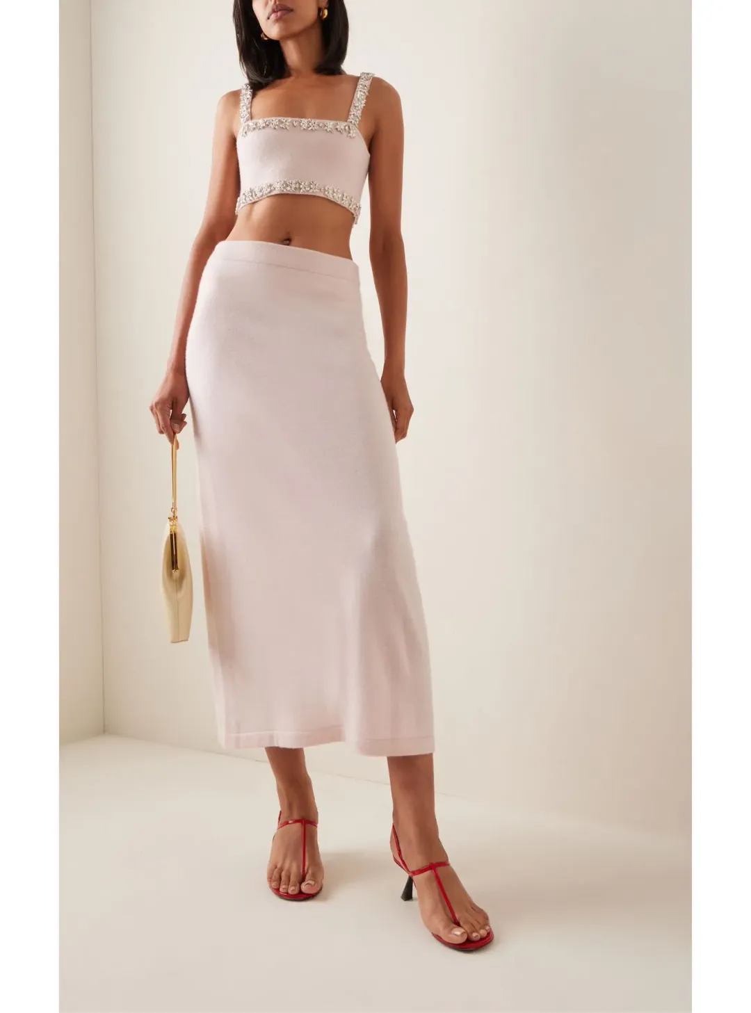 Zimmermann Matchmaker Bandeau Crop Top Size 0/AU 8  & Tube Skirt Size 0P/6P Set in Dusty Pink for rent on The Volte - main image