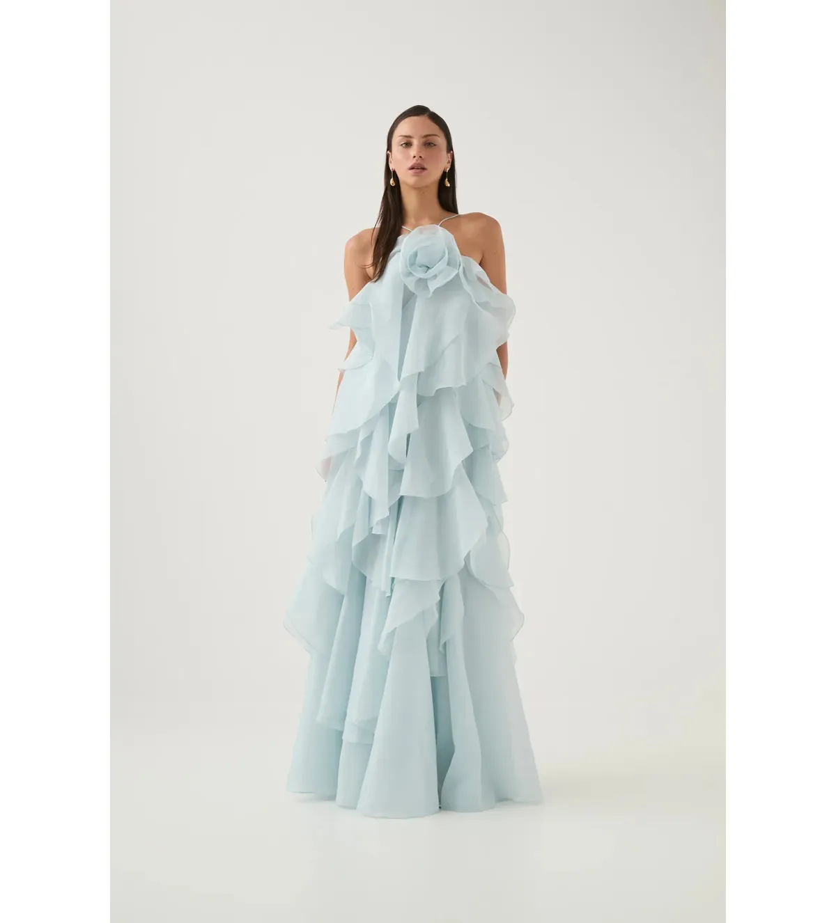 Aje Pandorea Layered Maxi Dress Silver Blue Size AU 8 - Image 5