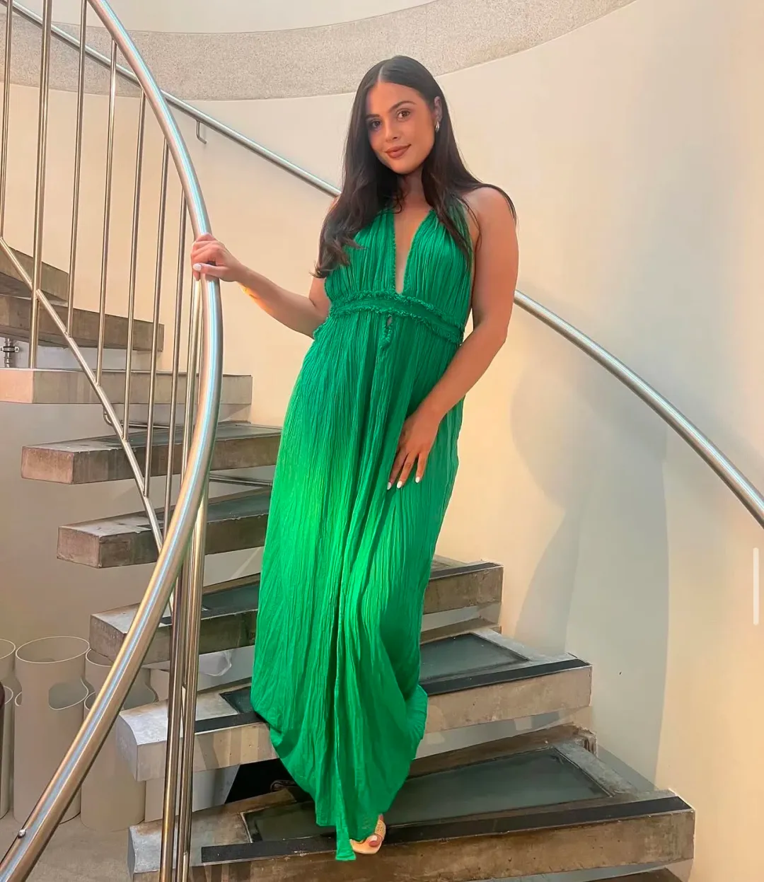 D’Artemide Lefkothea Maxi Dress Emerald One Size Fits All for rent on The Volte - main image