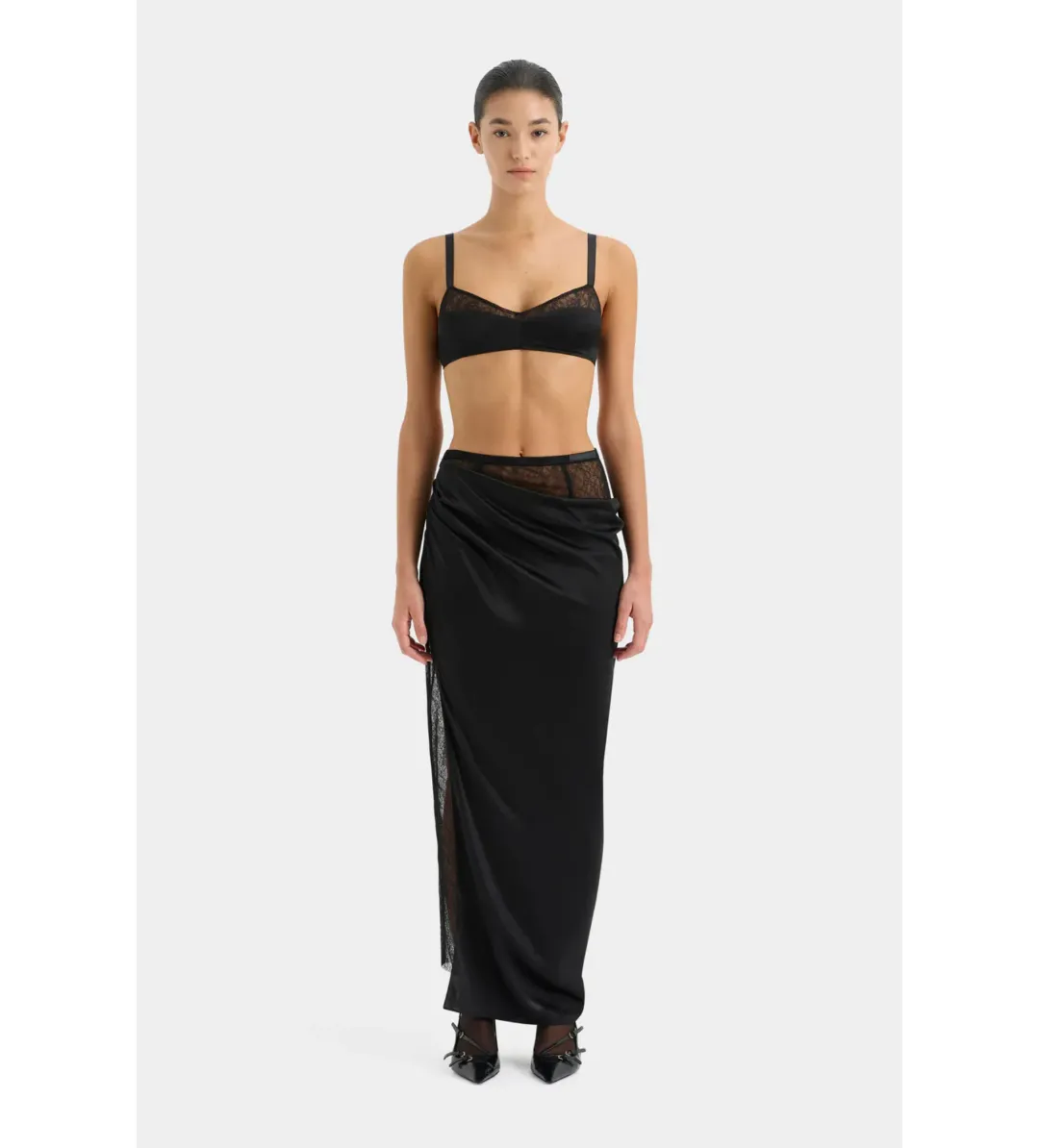 Sir The Label Dunya Draped Bralette with cardigan and skirt Size 1 for rent on The Volte - main image