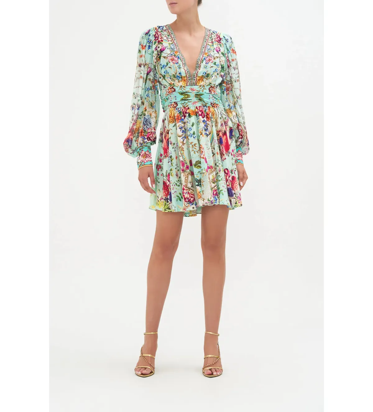 Camilla Honey Honey Short Dress With Blouson Sleeve Print Size XS / AU 8 - Image 1