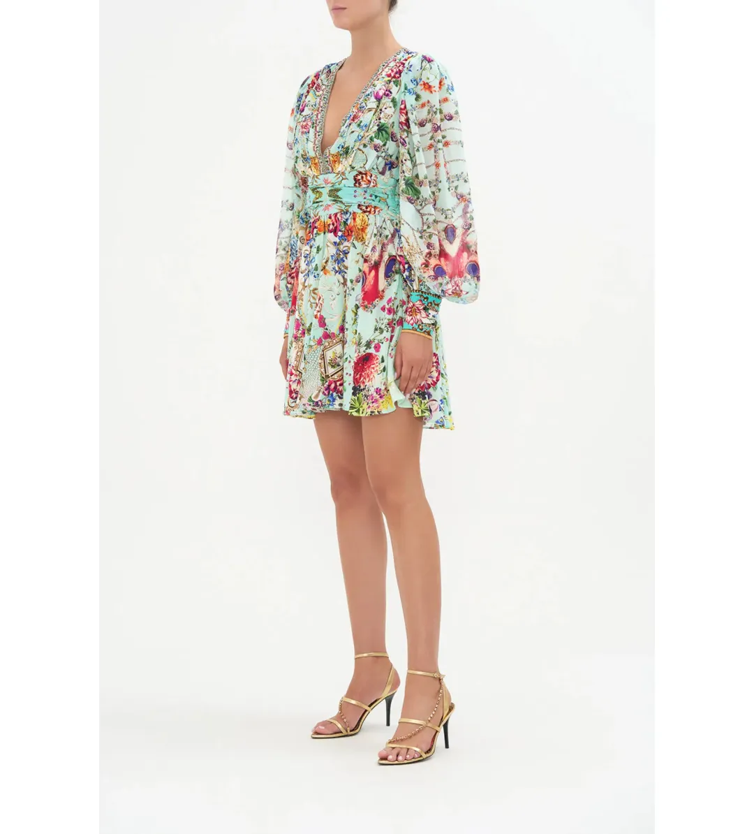 Camilla Honey Honey Short Dress With Blouson Sleeve Print Size XS / AU 8 for rent on The Volte - main image