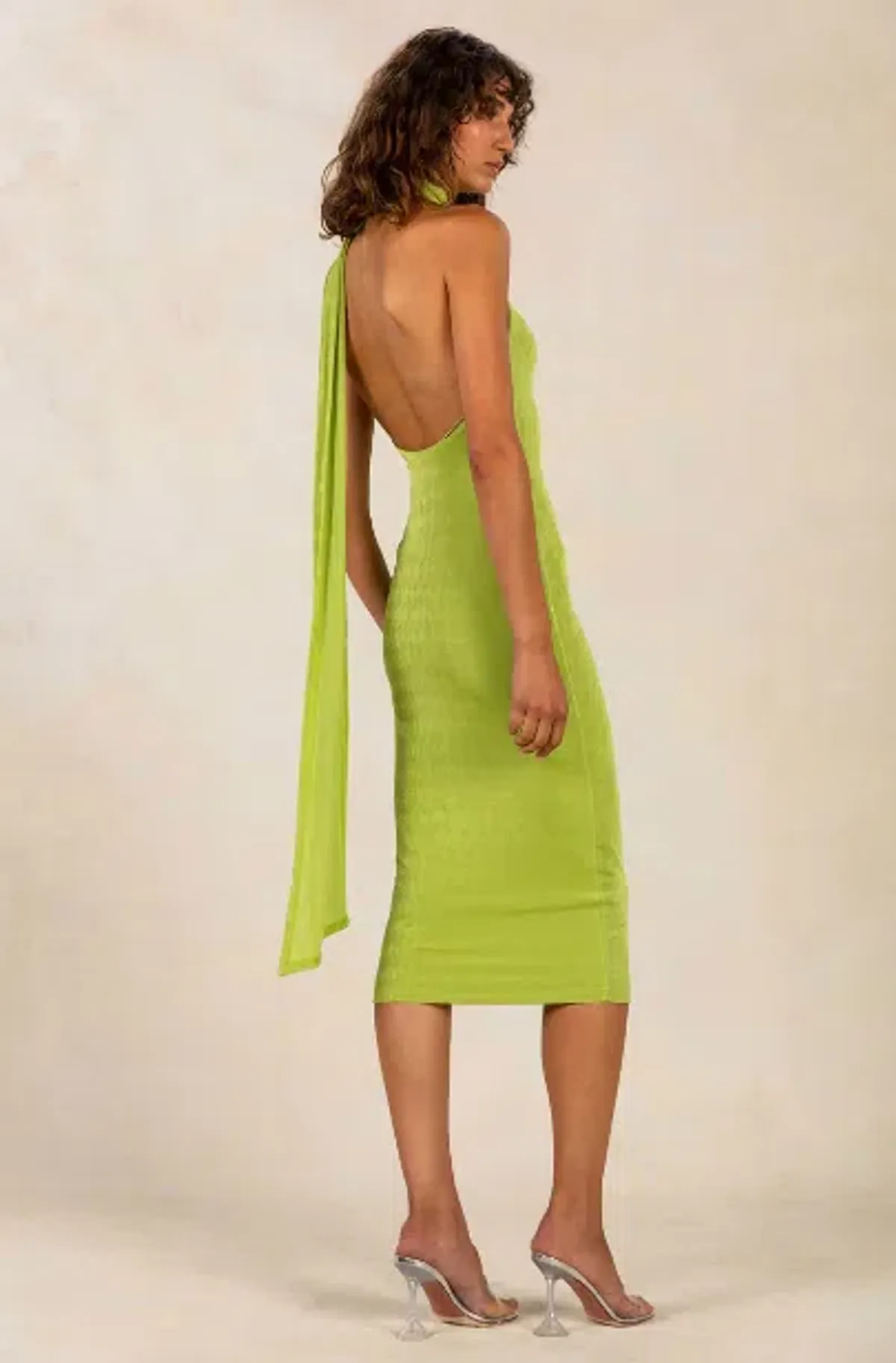 MISHA Nicollette Slinky Jersey Midi Dress Green Size 10/M - Image 3