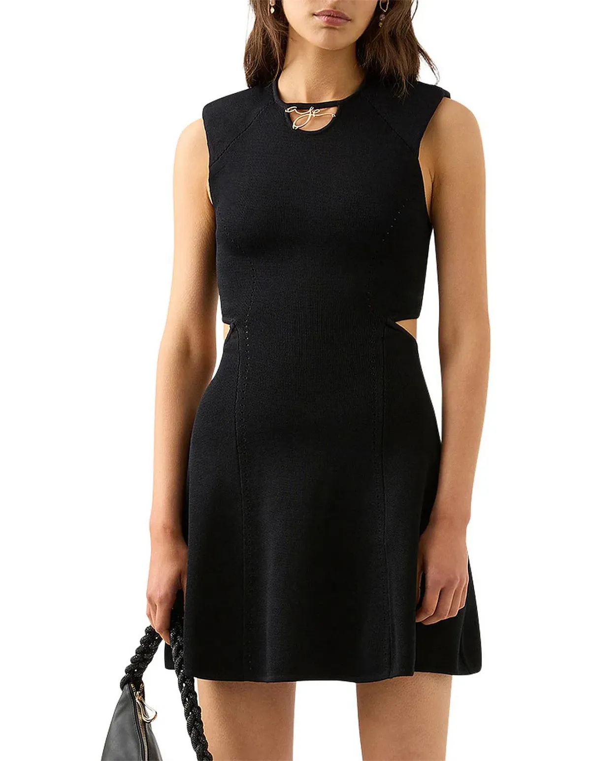 Aje Lena Cut Out Knit Mini Dress Black Size 10 - Image 1