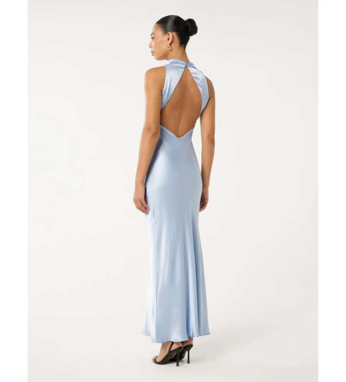 Forever New Michelle Open-Back Satin Maxi Dress Blue Size 12 - Image 4