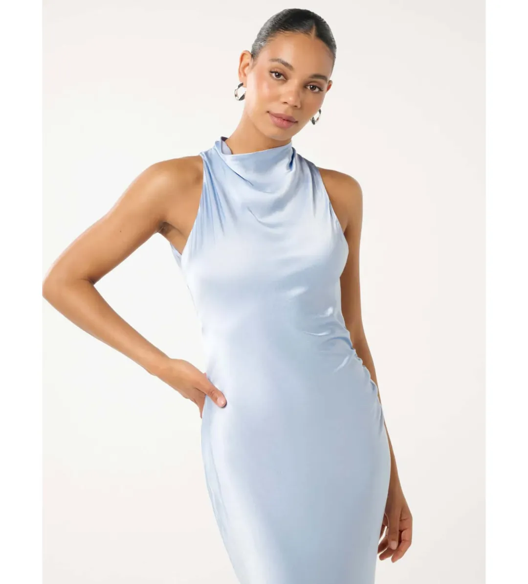 Forever New Michelle Open-Back Satin Maxi Dress Blue Size 12 for rent on The Volte - main image