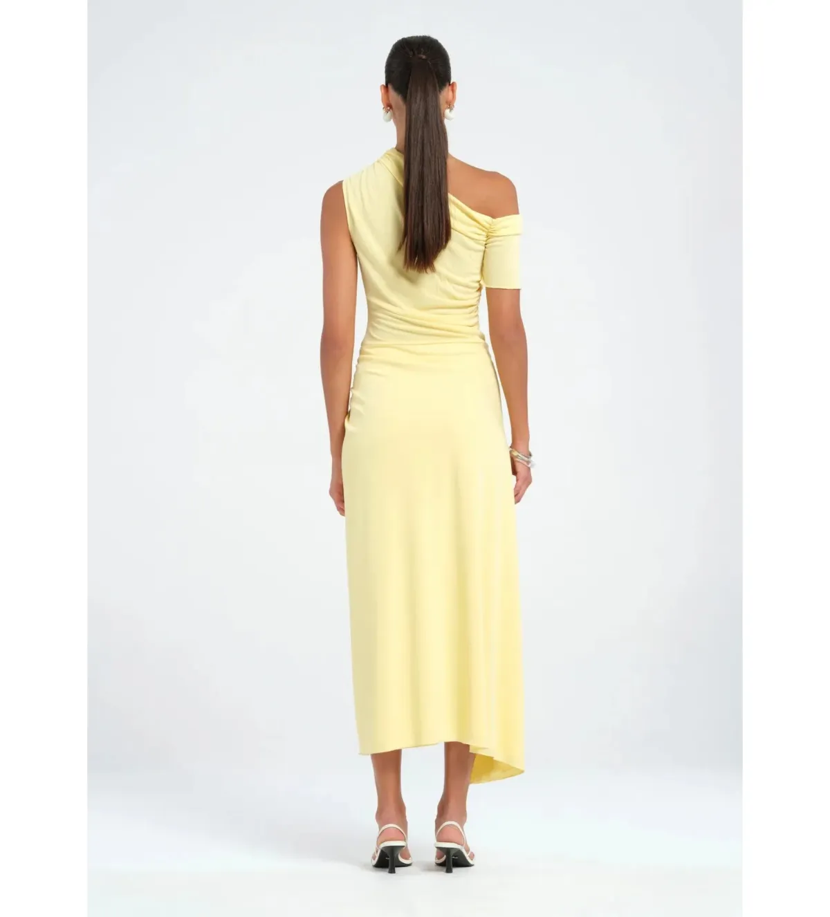 Benni Cleo One Shoulder Maxi Dress in Butter Size AU 6 - Image 3