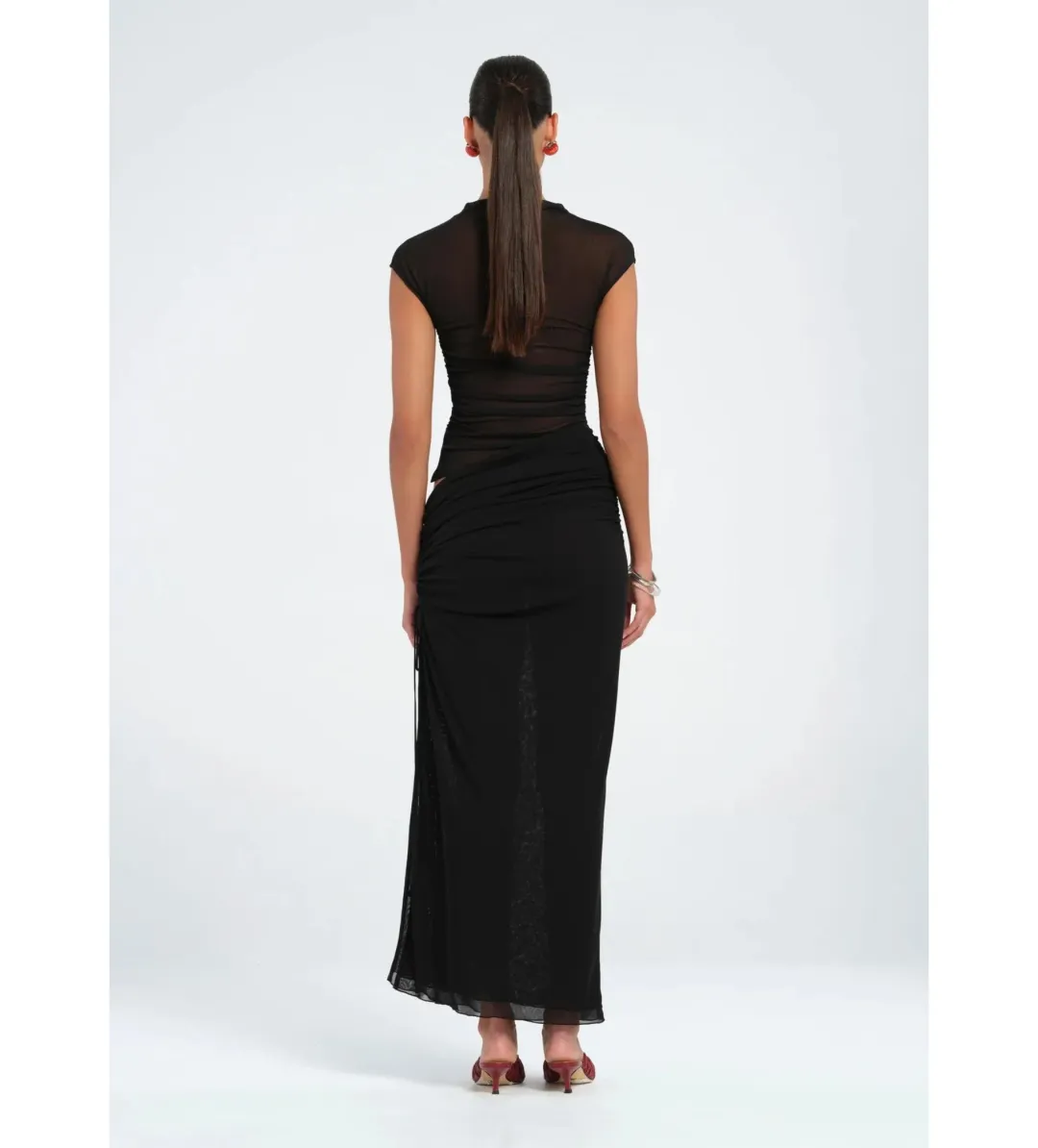 Benni Milo Mesh Maxi Dress in Black Size AU 6 for rent on The Volte - main image