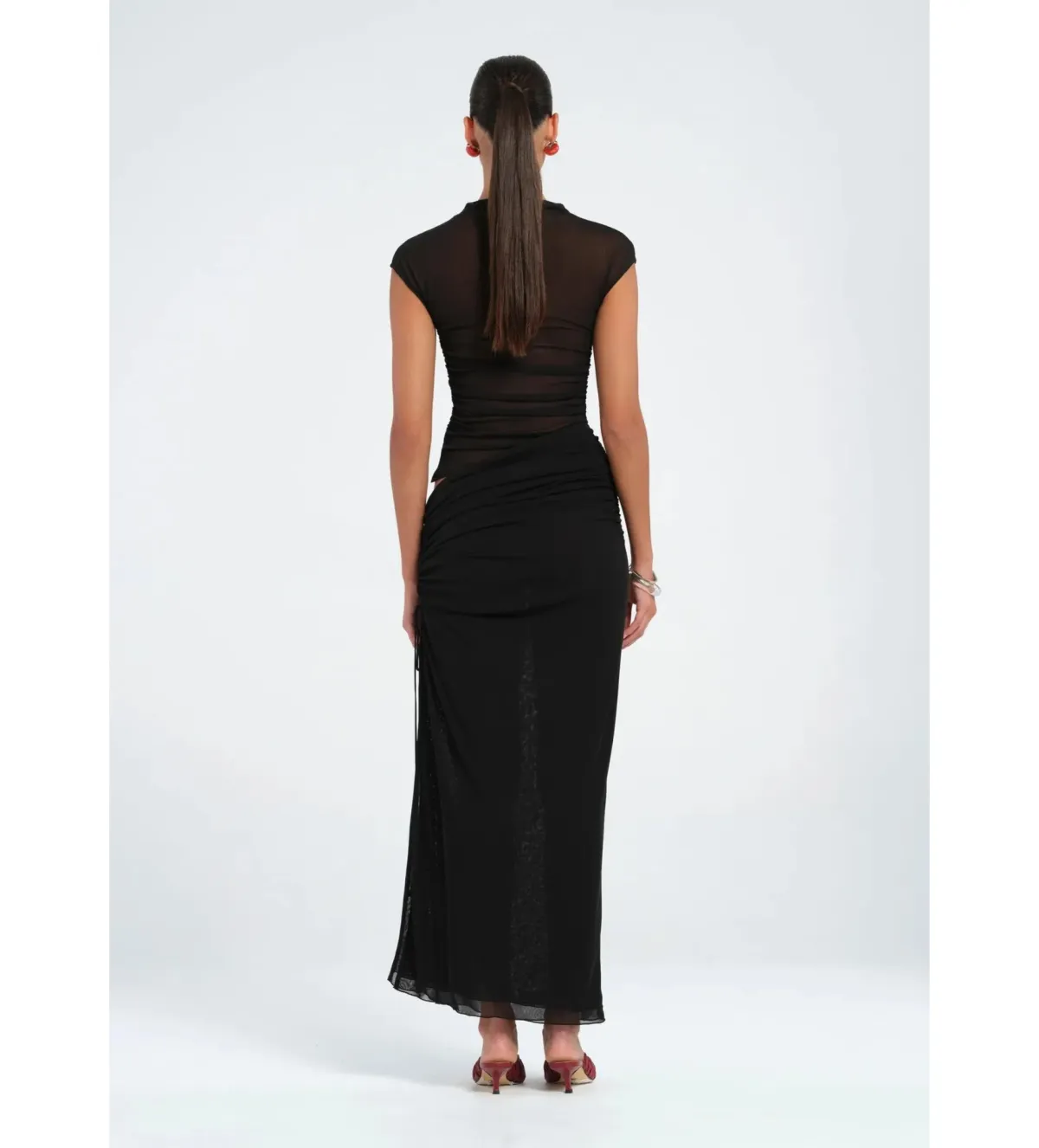 Benni Milo Mesh Maxi Dress in Black Size AU 6 - Image 3