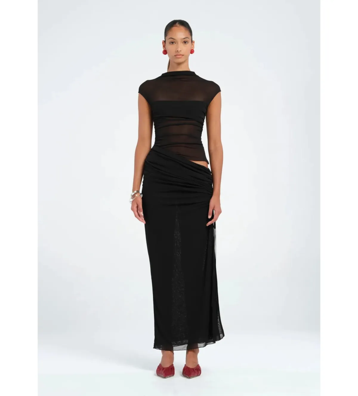 Benni Milo Mesh Maxi Dress in Black Size AU 6 - Image 1