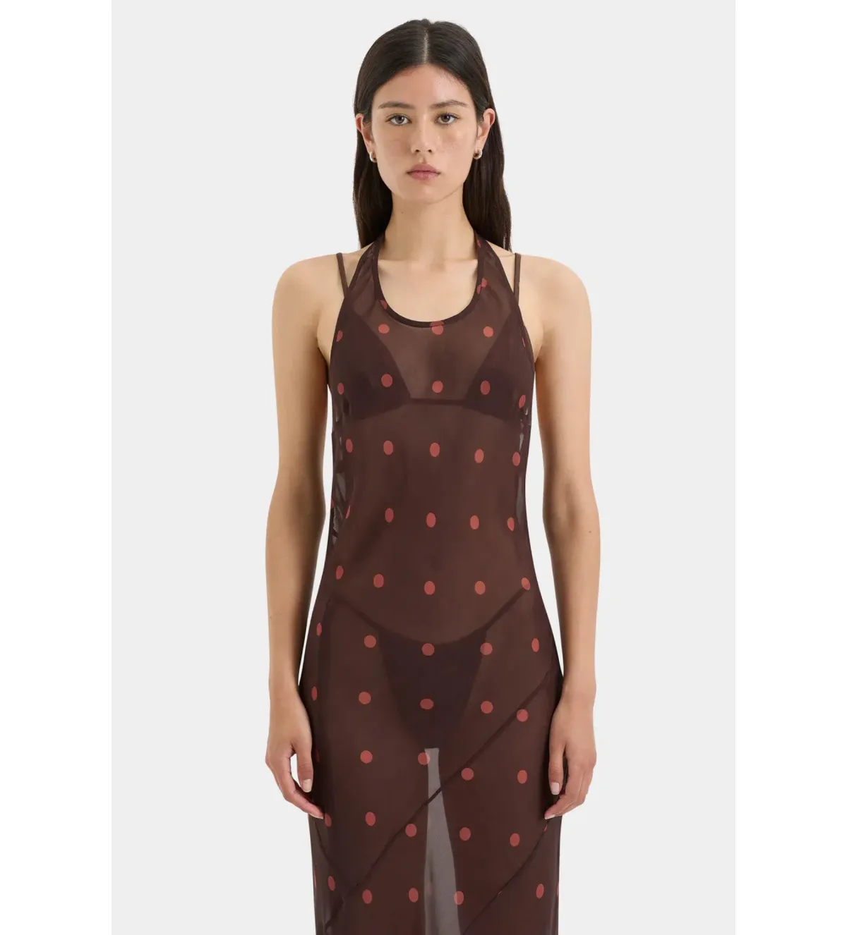 Sir the Label Toni Halter Maxi Dress in Chocolate Dot Size AU 8  - Image 6