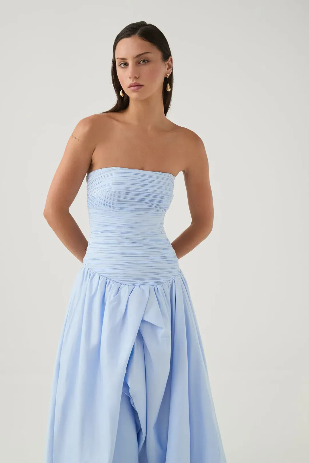 Aje Violette Bubble Hem Maxi in Pearl Blue Size 6 for rent on The Volte - main image