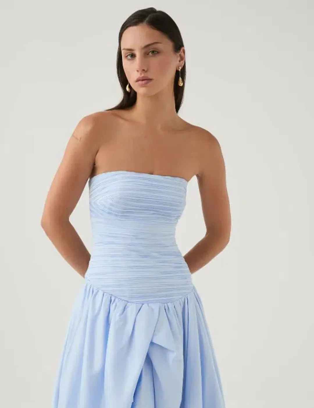 Aje Violette Bubble Hem Maxi in Pearl Blue Size 8 for rent on The Volte - main image