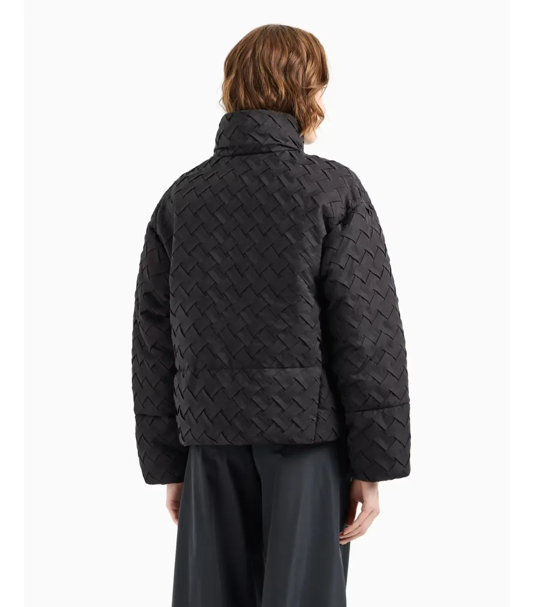 Emporio Armani Full-Zip Jacket in Woven Technical Fabric Black Size IT 48 / AU 16 for rent on The Volte - main image