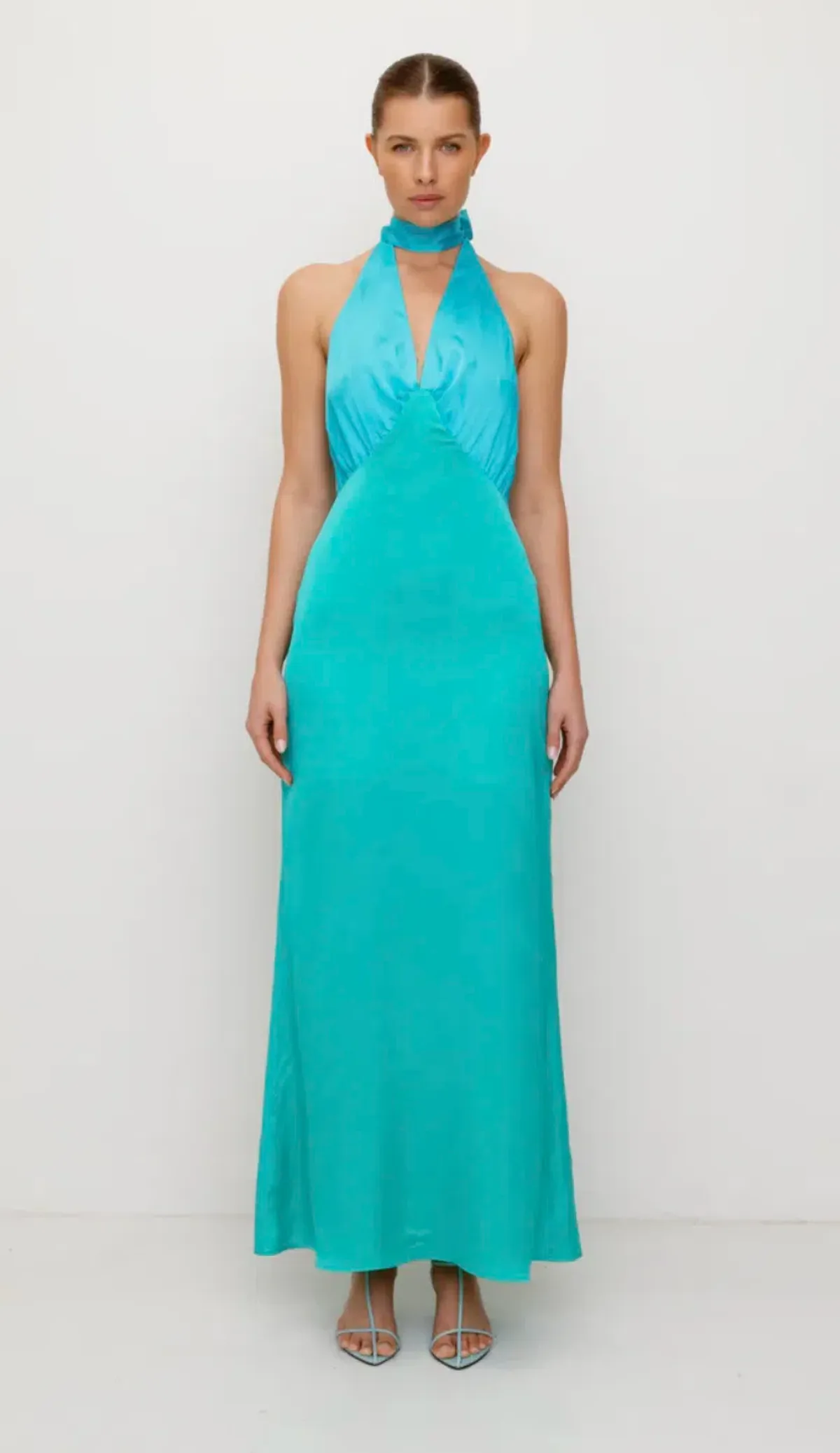The Wolf Gang Oahu Slip Maxi Dress Aquamarine Size L/AU 12  - Image 1