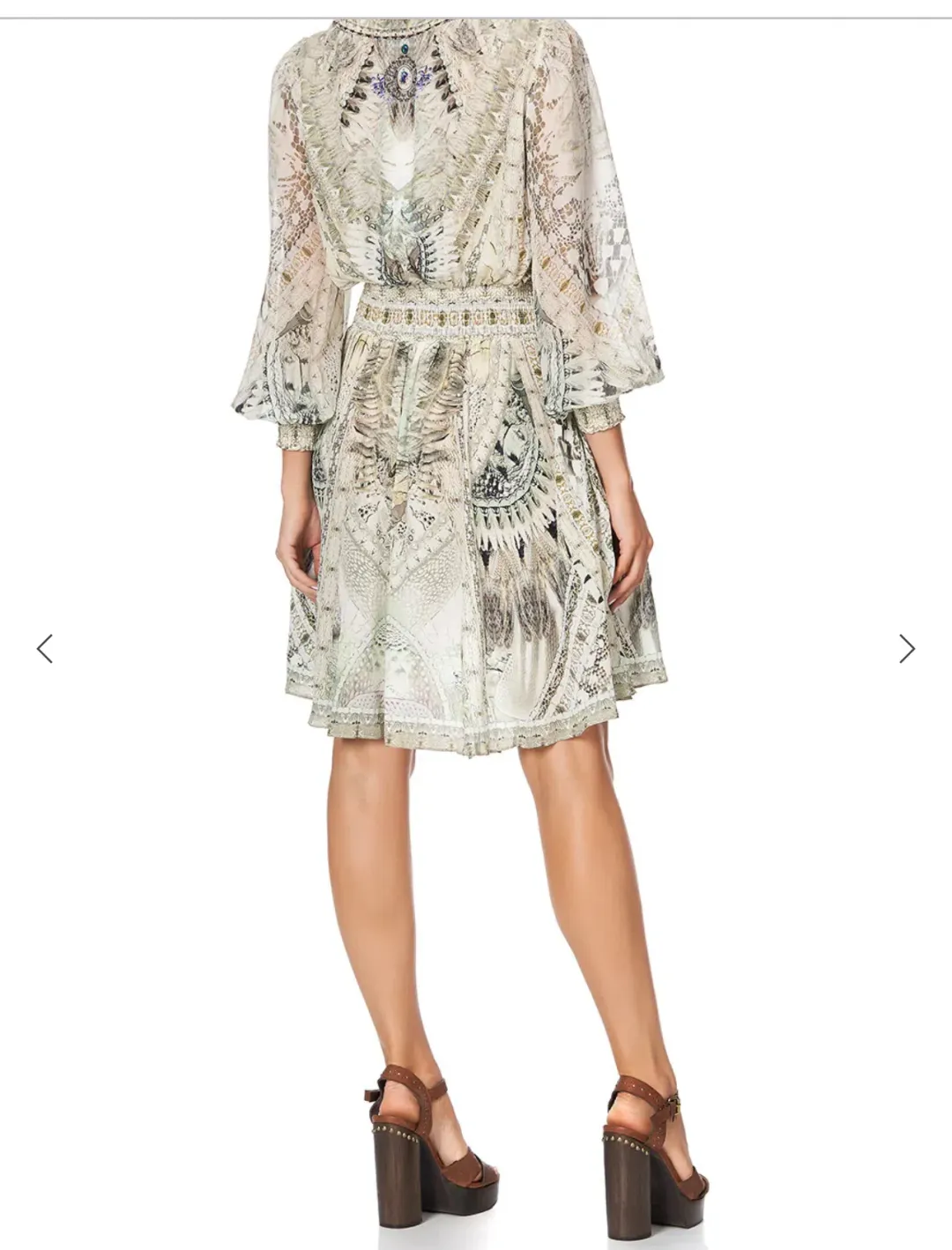 Camilla Lace Up Shirred Waist Mini Dress Daintree Dreaming Print Size S/AU 10 for rent on The Volte - main image