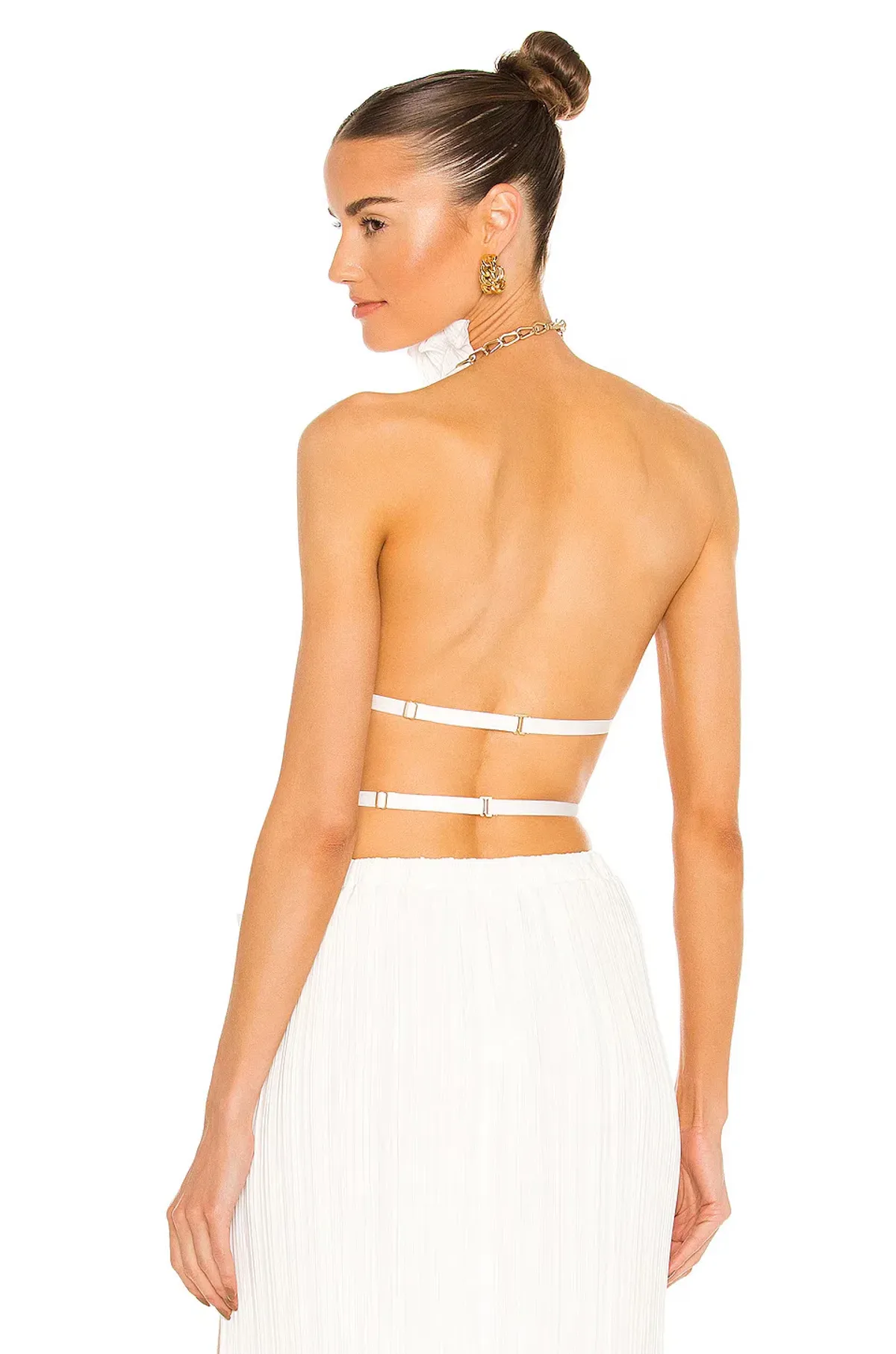 Dion Lee Chain Pleat Halter Top & Fluted Slit Skirt Set Ivory Size 8 - Image 2