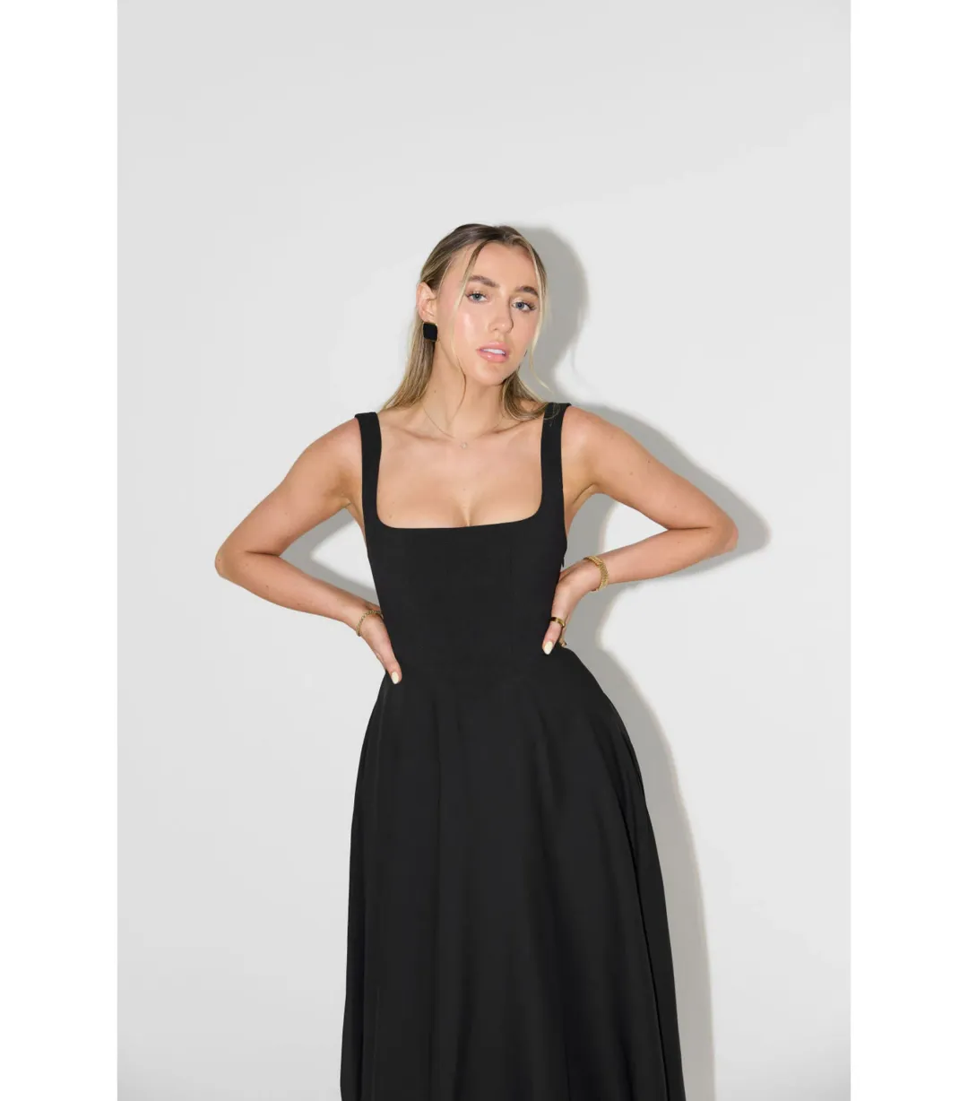 Odd Muse The Ultimate Muse High Waist Square Neck Midi Dress Black Size M / AU 10 for rent on The Volte - main image
