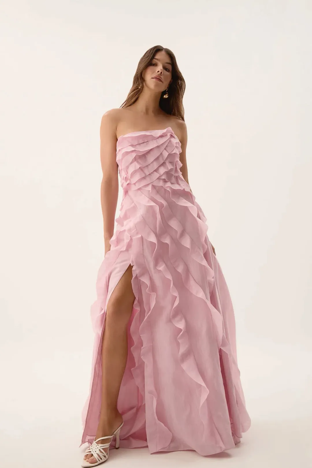 Aje Allairie Maxi Gown Chalk Pink Size AU 8 for rent on The Volte - main image