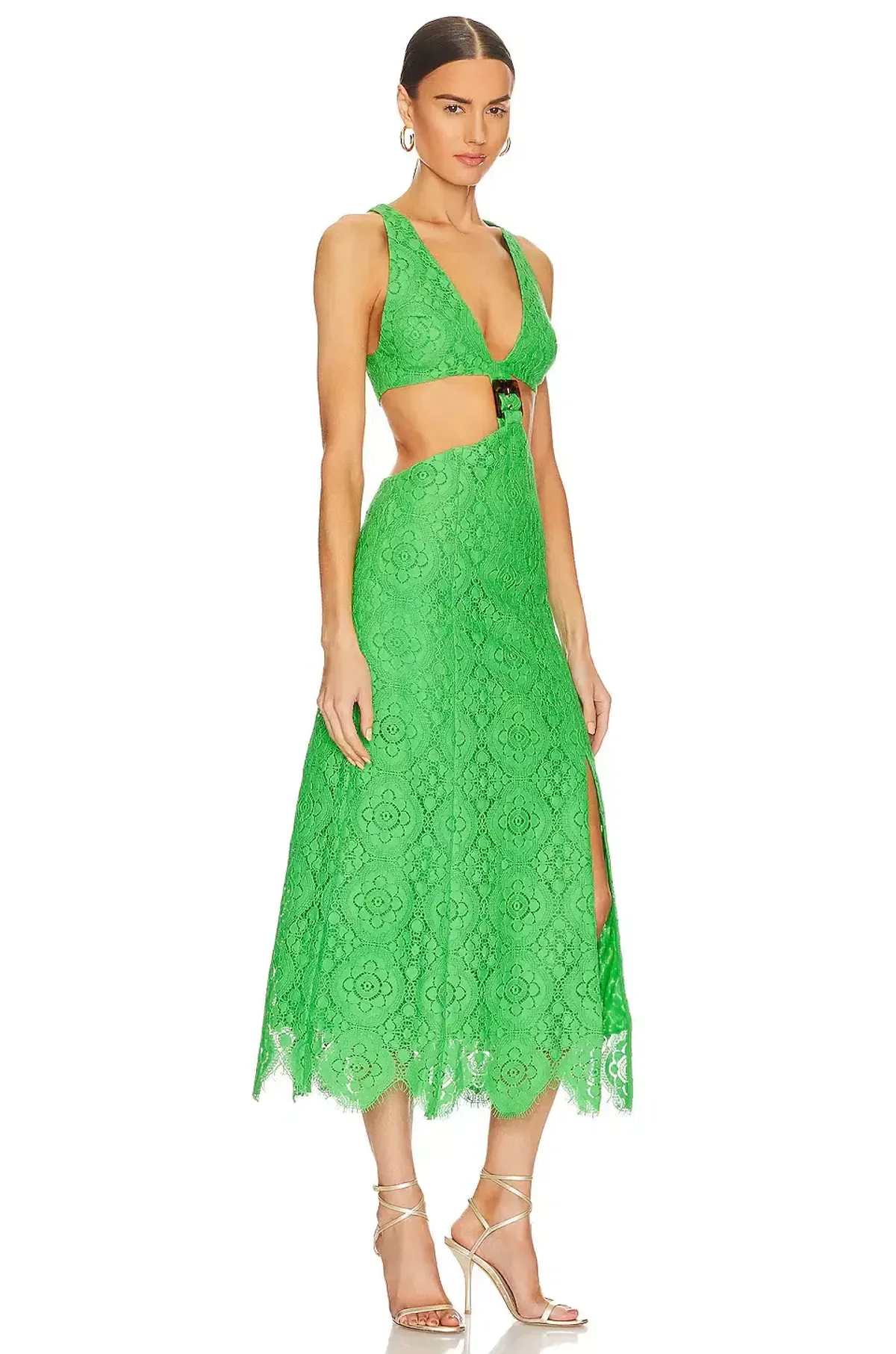 Alice Mccall Yvonne Lace Midi Cut Out Dress  Green Size AU 12 - Image 3