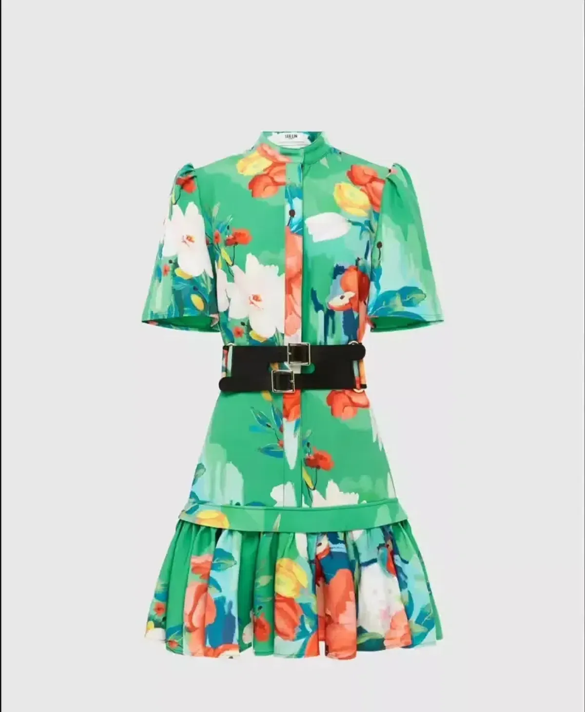Leo Lin Shirt Dress Lilypad Florescene Mini Green Size AU 6 - Image 3