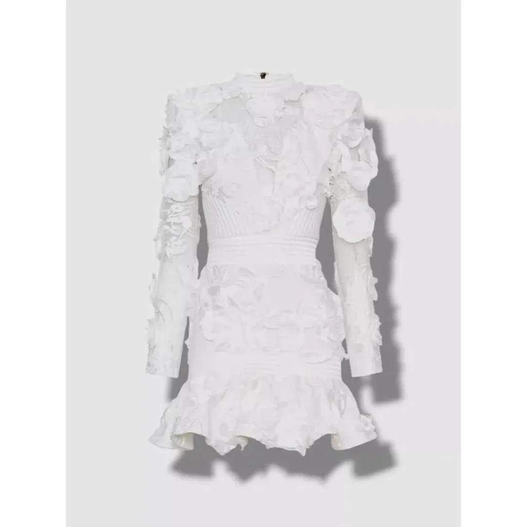 Zhivago White Mini Vendetta Mini Dress Floral Lace Size 6 for rent on The Volte - main image