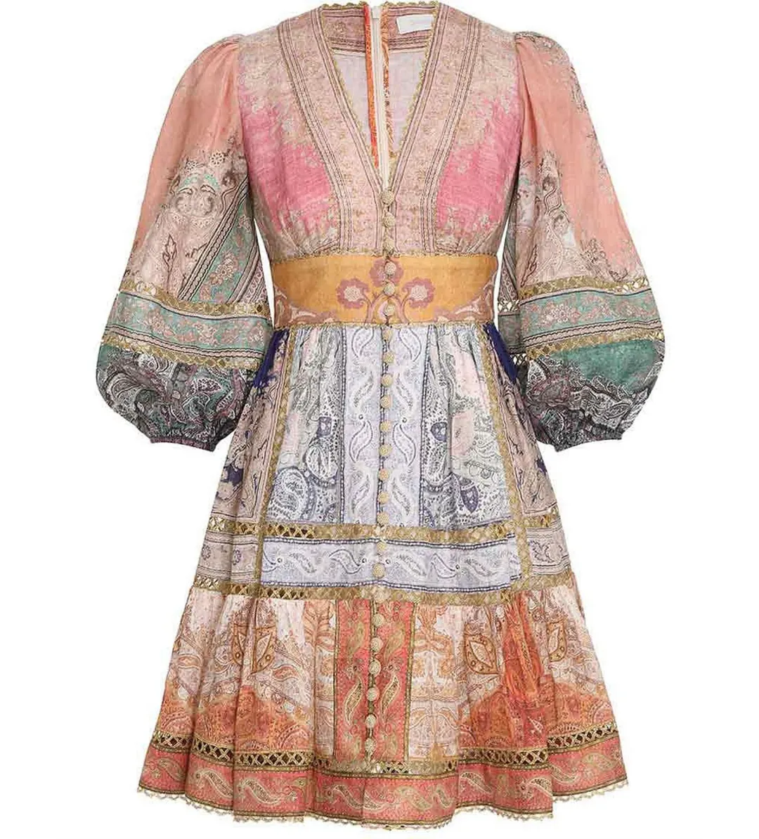 Zimmermann Anneke Lantern Mini Dress in Paisley Print Size 4/AU 16 for rent on The Volte - main image