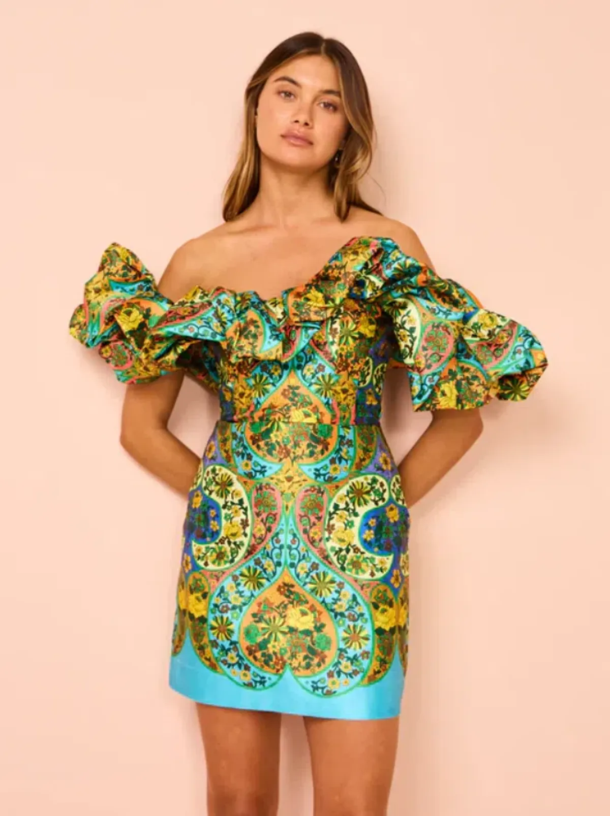 Alemais Sofie Off the Shoulder Mini Dress Multi Size 10 - Image 2