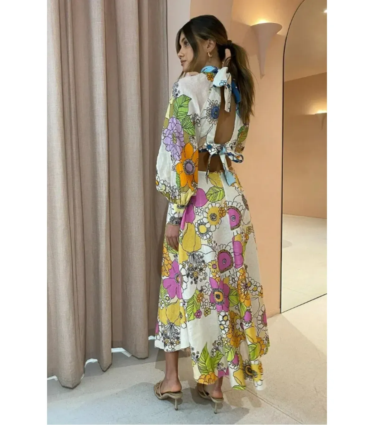 Alemais Farrah Cut Out Midi Dress Floral Size AU 14 - Image 4