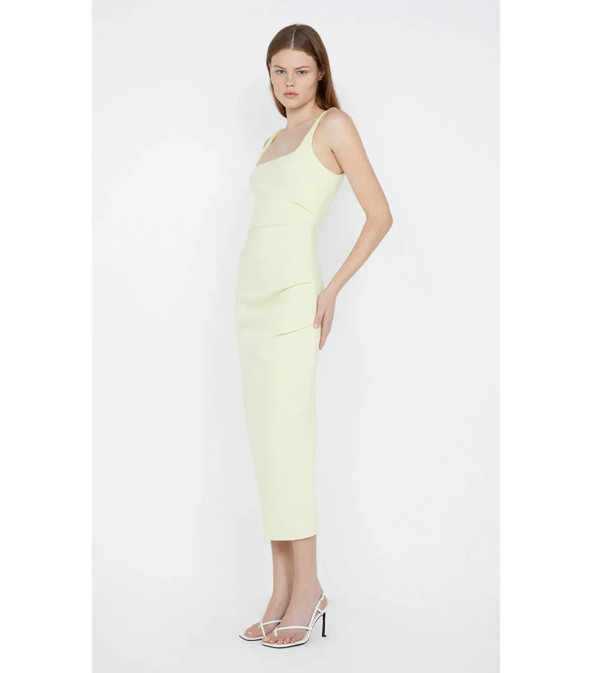 Bec & Bridge Karina Tuck Midi Dress Lemon Size AU 12 - Image 2