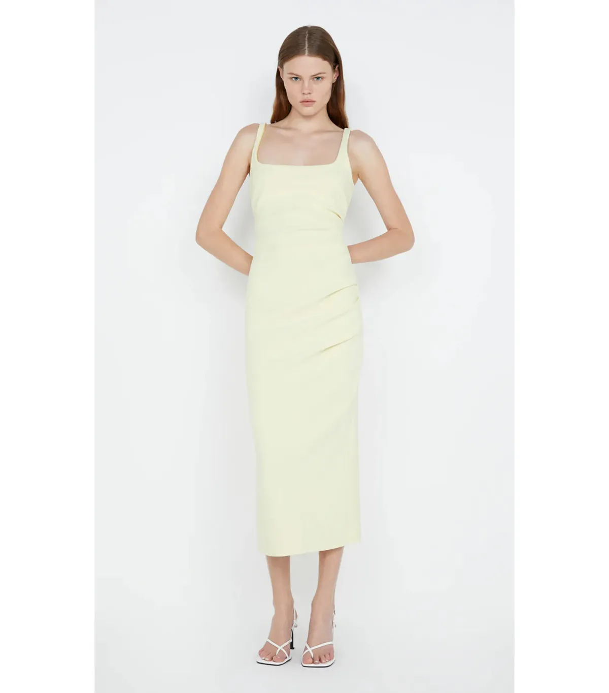Bec & Bridge Karina Tuck Midi Dress Lemon Size AU 12 - Image 1