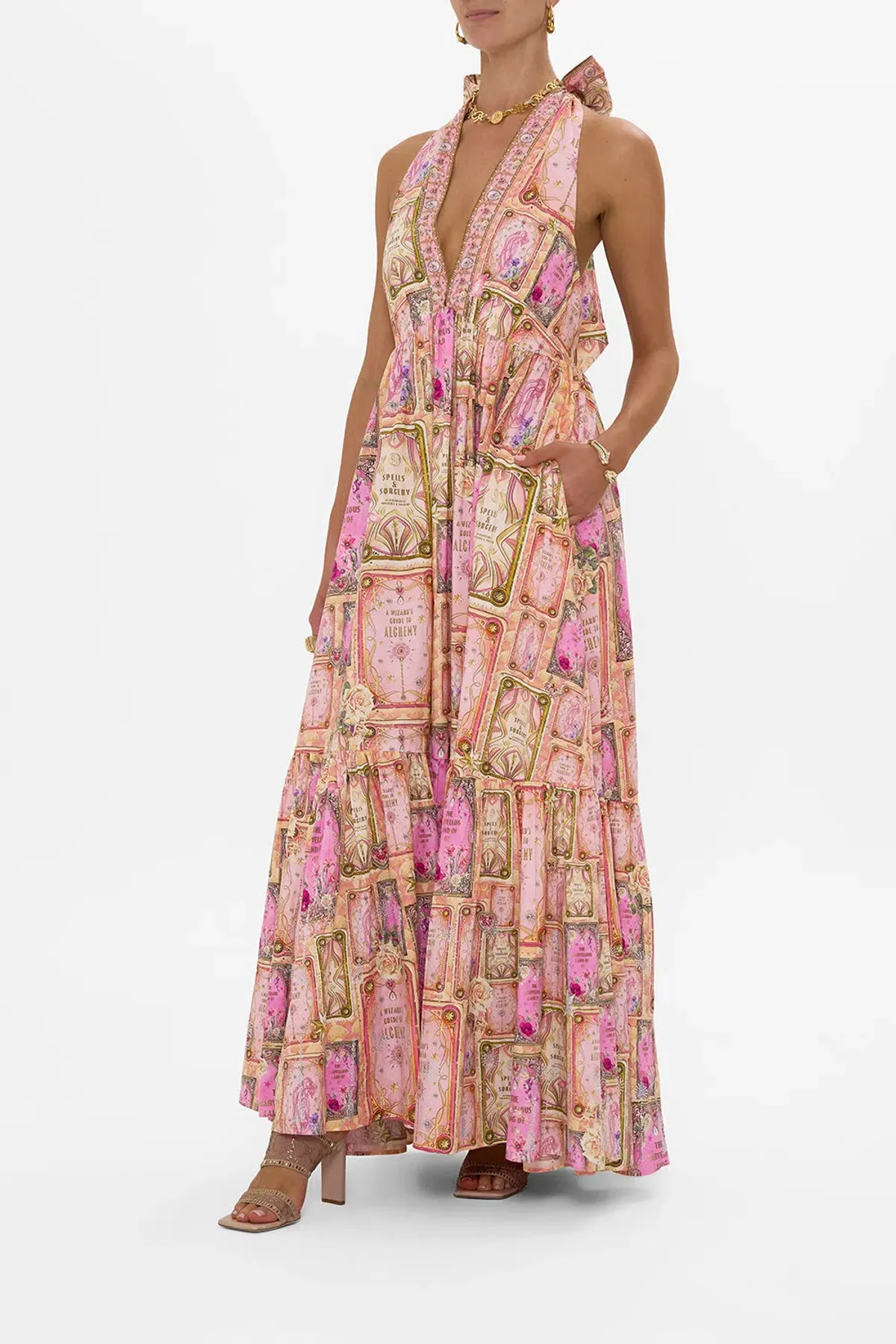 Camilla Ruffle Hem Halter Dress in Totally Ozmopolitan Size 12 - Image 2