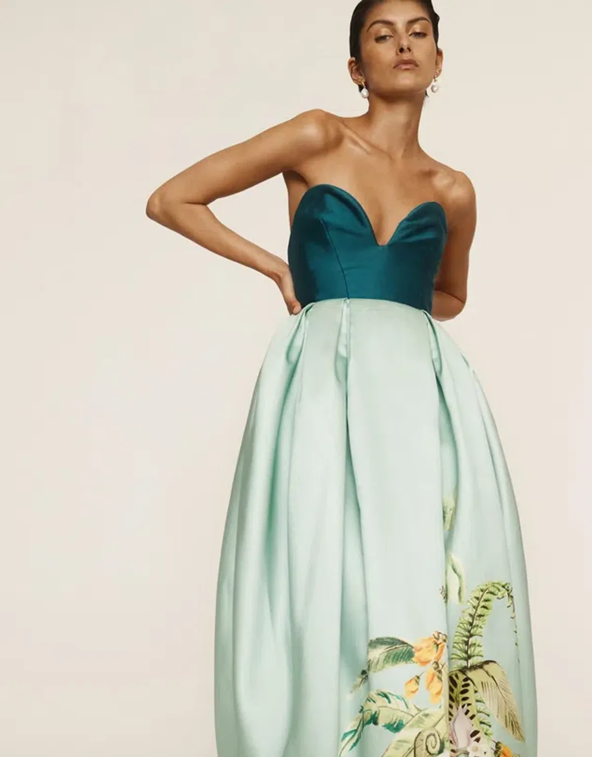 Alemais Anita Gown Midi Satin Strapless Green Size AU 8 - Image 3