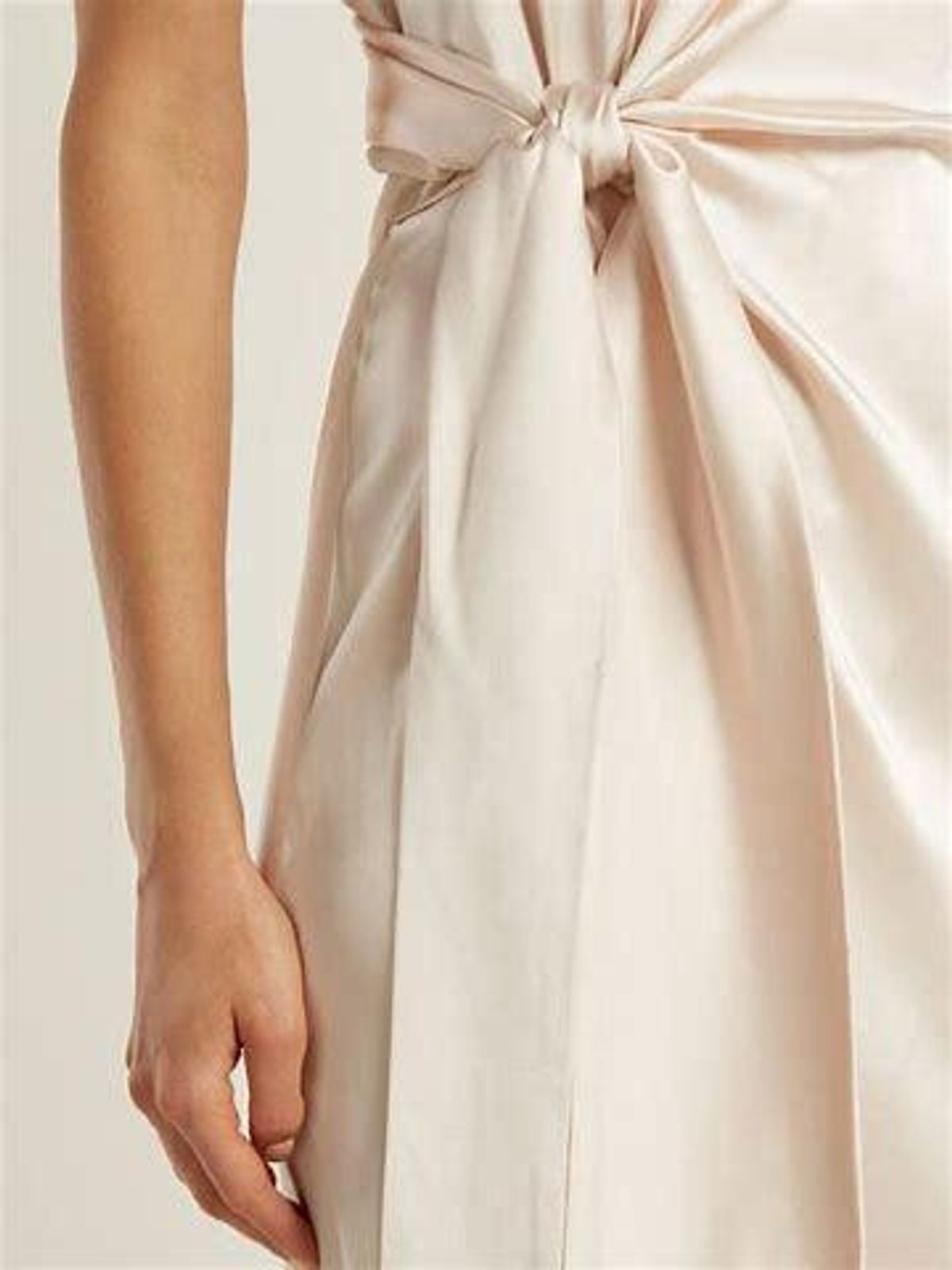 Jonathan Simkhai Silk Satin Halterneck Gown Cream Size 6 - Image 4