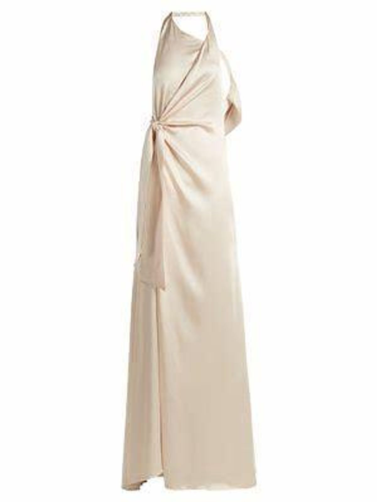 Jonathan Simkhai Silk Satin Halterneck Gown Cream Size 6 - Image 3