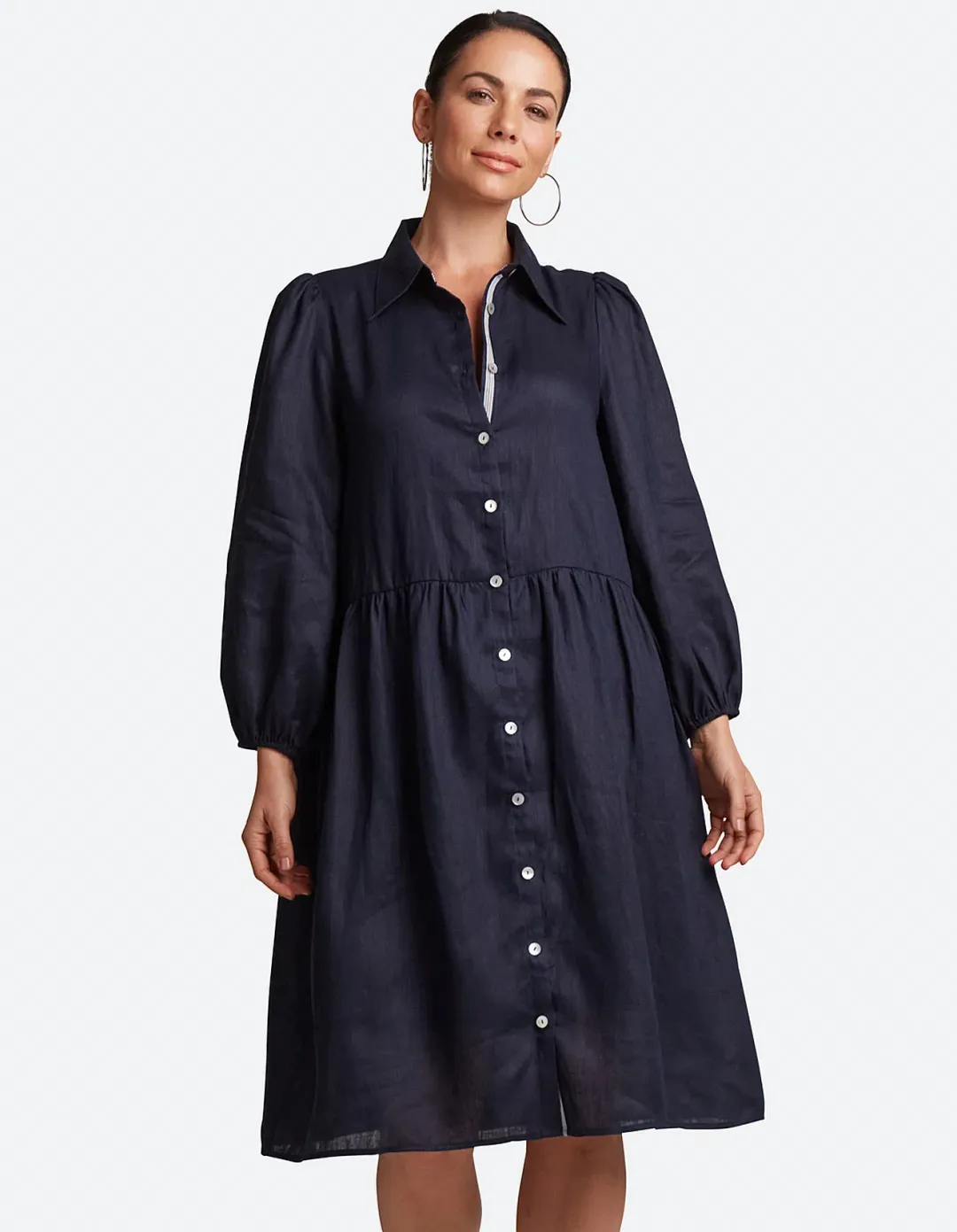 eb&ive Studio Midi Shirt Dress Navy Size S / AU 8-10 for rent on The Volte - main image