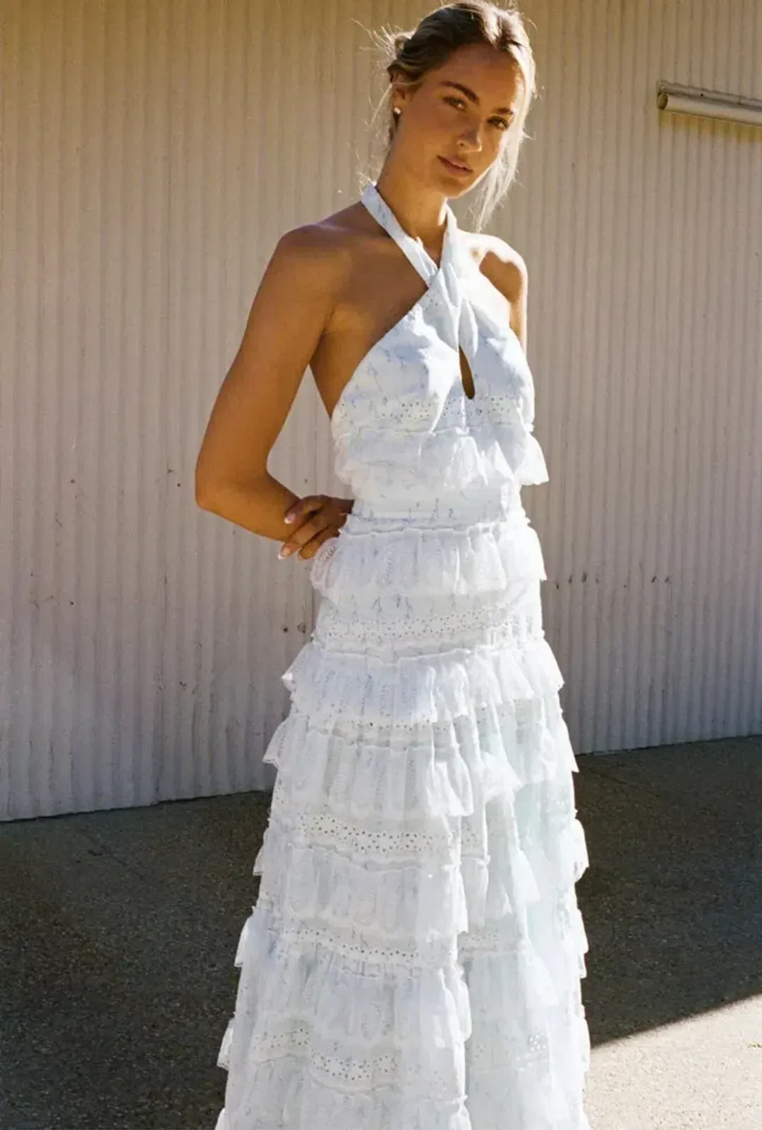 Anne Louise Boutique Lovette Halter Neck Dress White Size 14 for rent on The Volte - main image