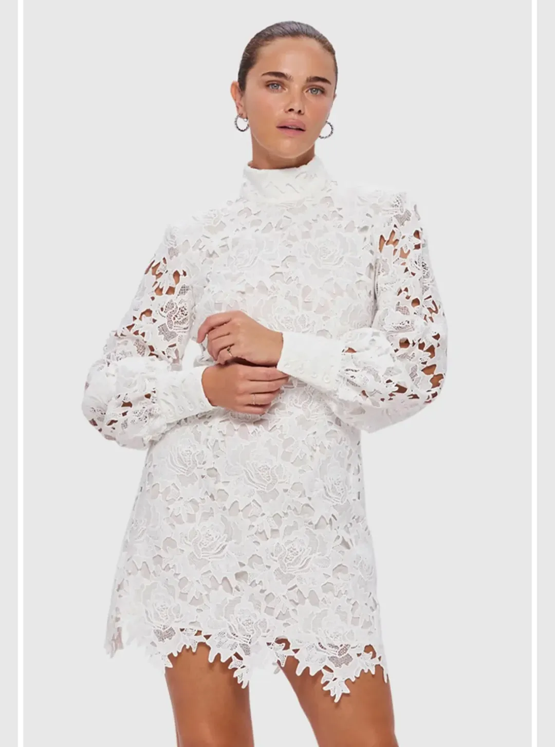 Leo Lin Isla Lace Mini Dress Snow Size 12 for rent on The Volte - main image