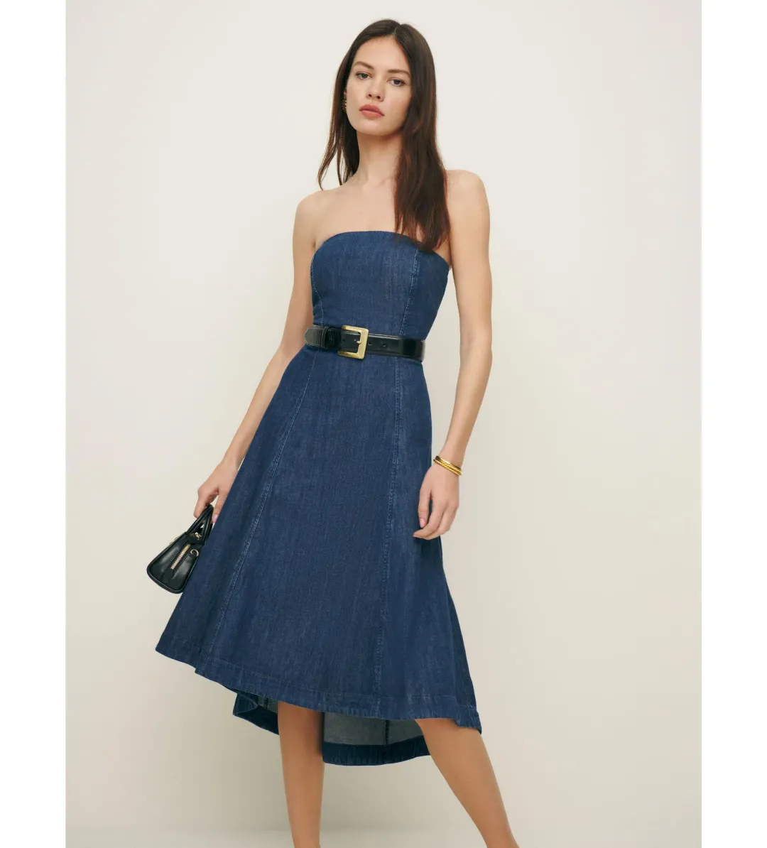 Reformation Zoie Denim Midi Dress Denim Size 4/XXS for rent on The Volte - main image