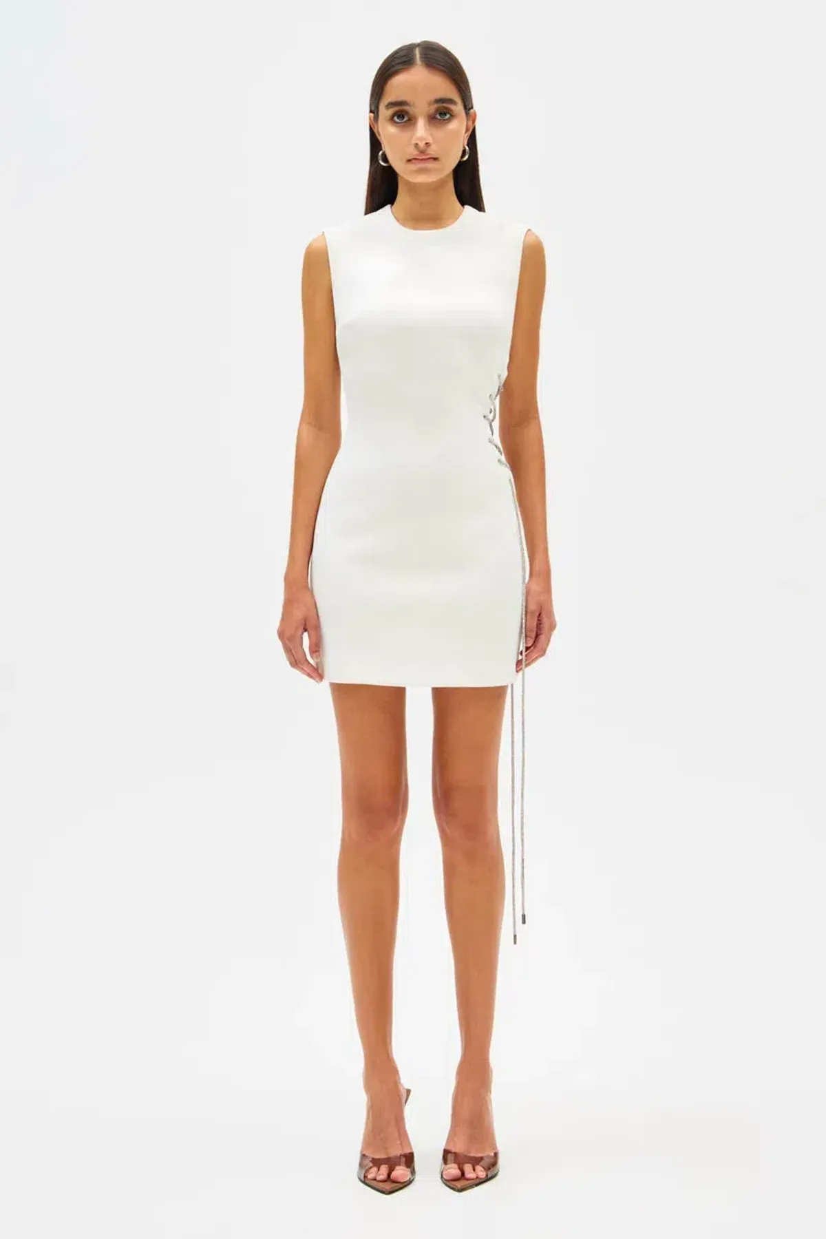 MISHA Kendy Bonded Crepe Cutout Mini Dress Ivory Size 6/XS - Image 1