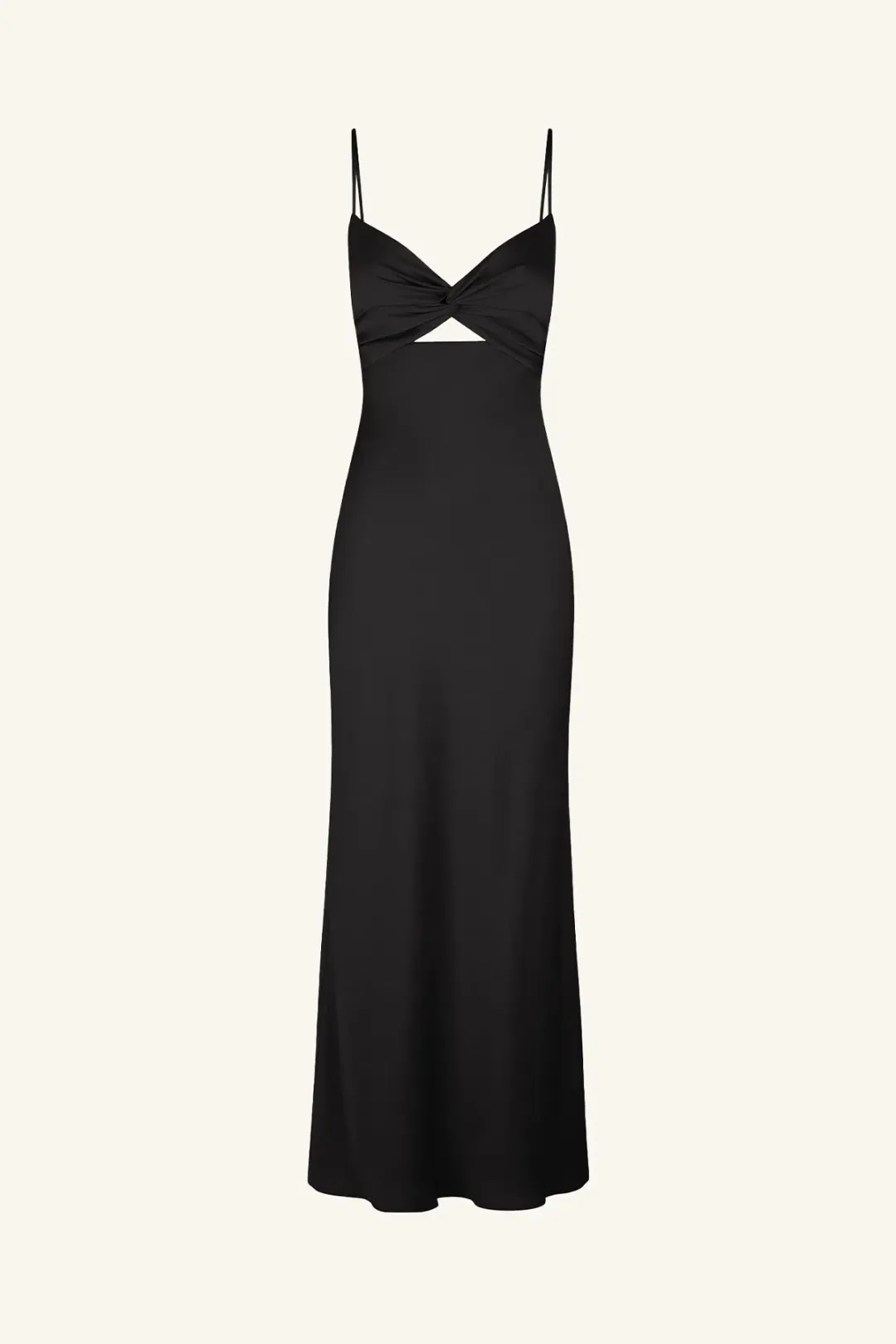Shona Joy Luxe Twist Front Sleeveless Midi Dress Onyx Black Size 12 for rent on The Volte - main image